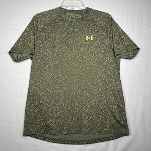 Under‎ Armour Tech Tee Shirt Size Med Green Dot Speckled Workout Fitness
